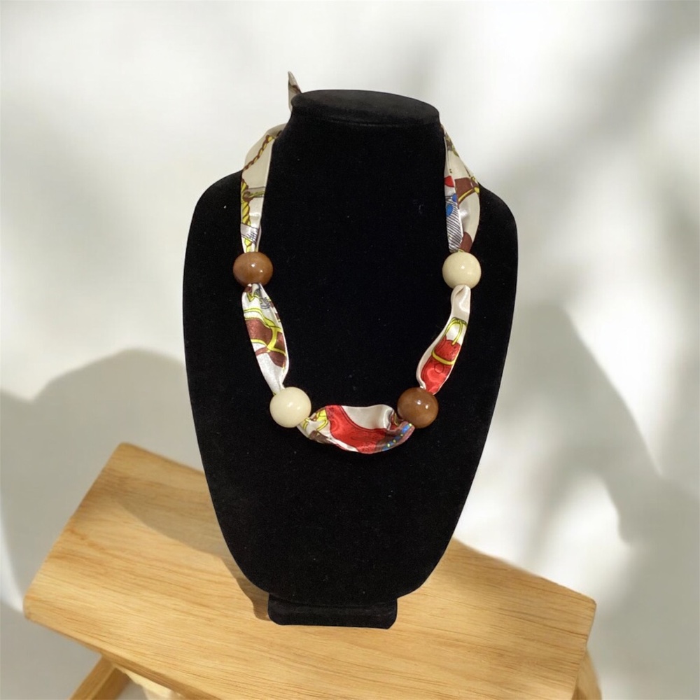 (#44) Handmade Red and Brown Beaded Necklace